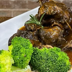 How to Make Braised Lamb, French Pear, and Chocolate Custard